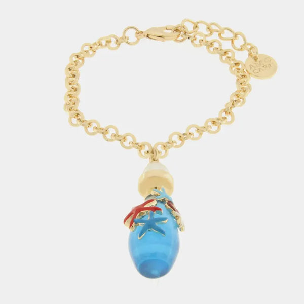 Bracciale in Metallo con bottgilina ovale e stelle marine — collezione Faraglioni