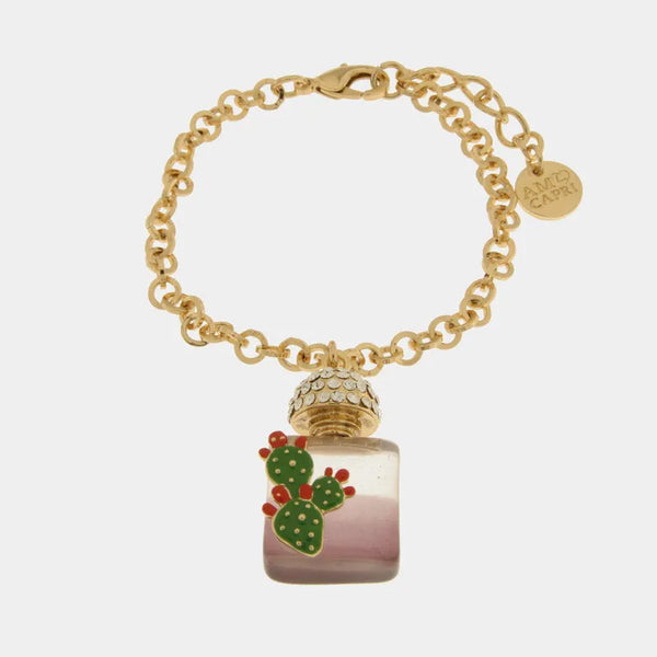 Bracciale in Metallo con bottiglina e cactus — collezione Faraglioni
