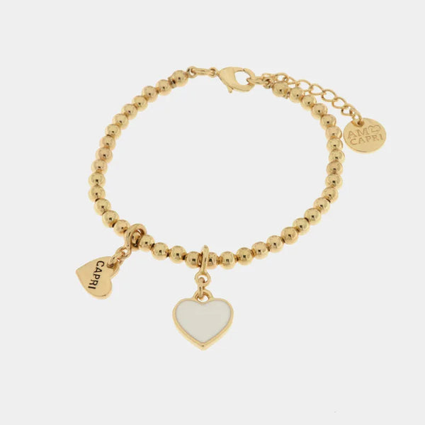 Bracciale in Metallo con cuore bianco — collezione Faraglioni
