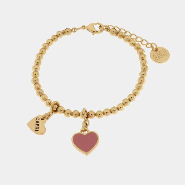 Bracciale in Metallo con cuore rosa — collezione Faraglioni