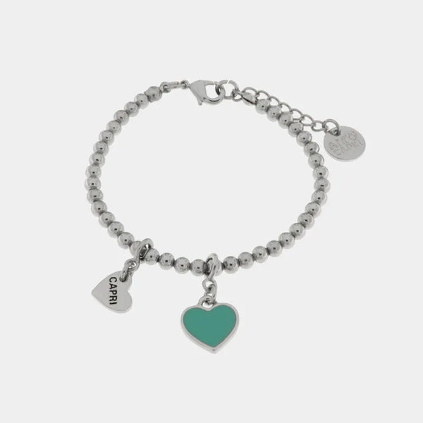 Bracciale in Metallo con cuore turchese — collezione Faraglioni