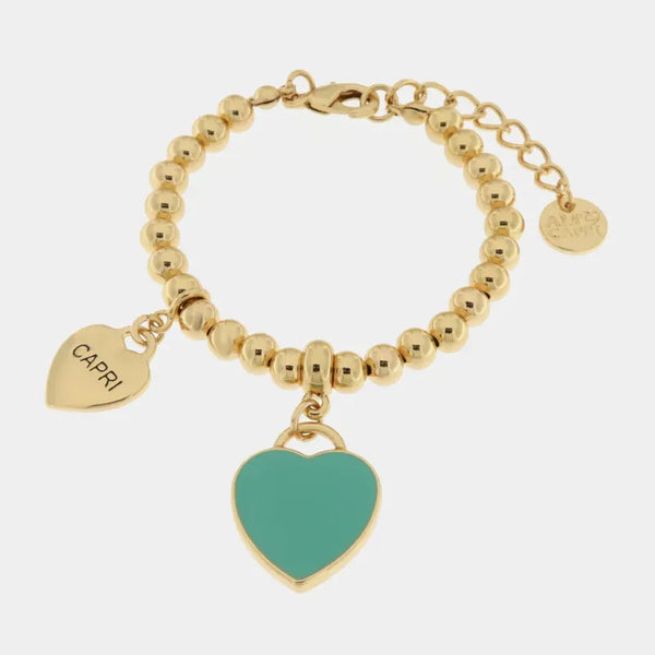 Bracciale in Metallo con cuore verde — collezione Faraglioni