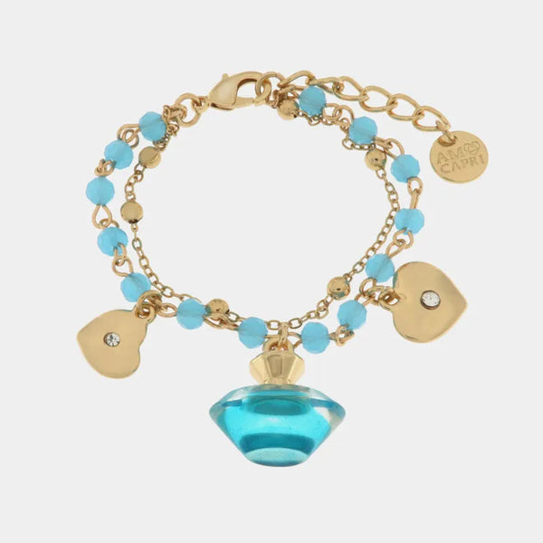 Bracciale in Metallo con profumo e pietre azzurre — collezione Faraglioni