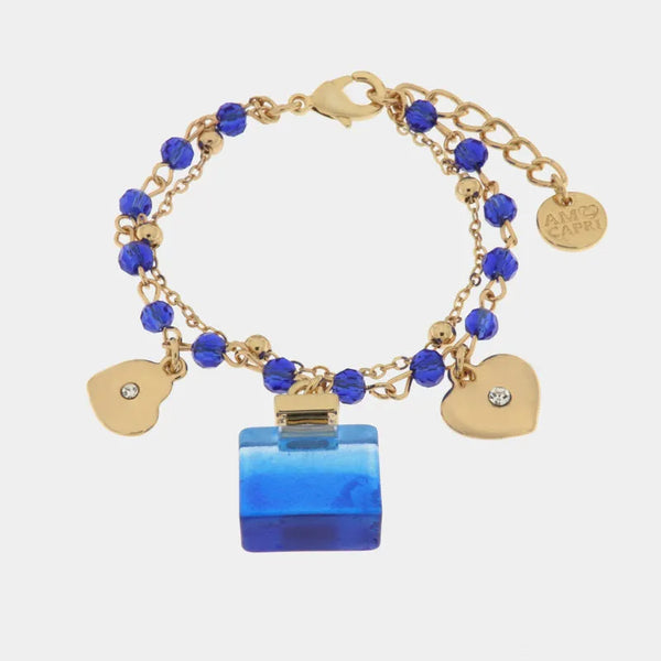 Bracciale in Metallo con profumo e pietre blu — collezione Faraglioni