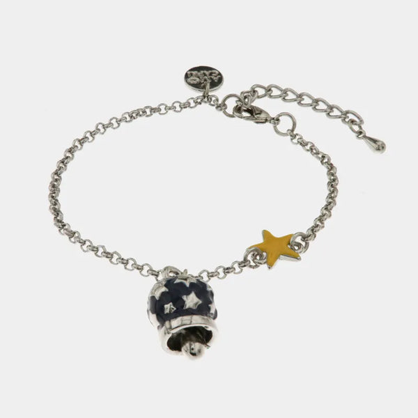 Bracciale in Metallo con stella e campanella portafortuna cielo stellato — collezione Faraglioni