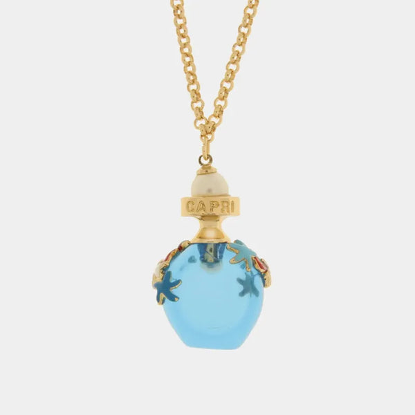 Collana in Metallo con bottiglina con scritta capri — collezione Faraglioni