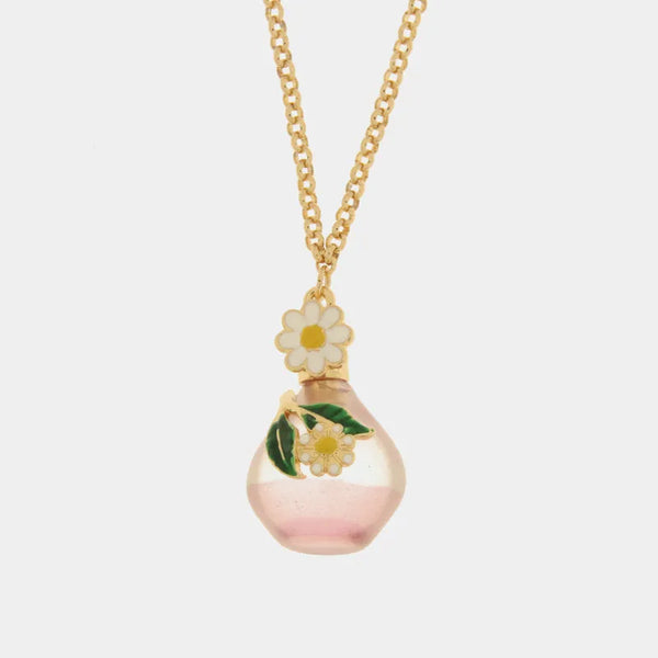 Collana in Metallo con bottiglina e fiori bianchi — collezione Faraglioni