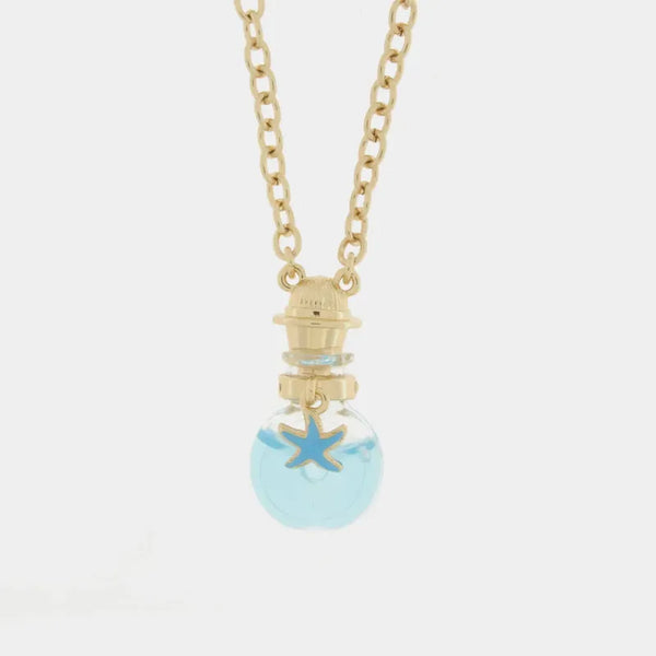 Collana in Metallo con bottiglina e stella marina pendente — collezione Faraglioni