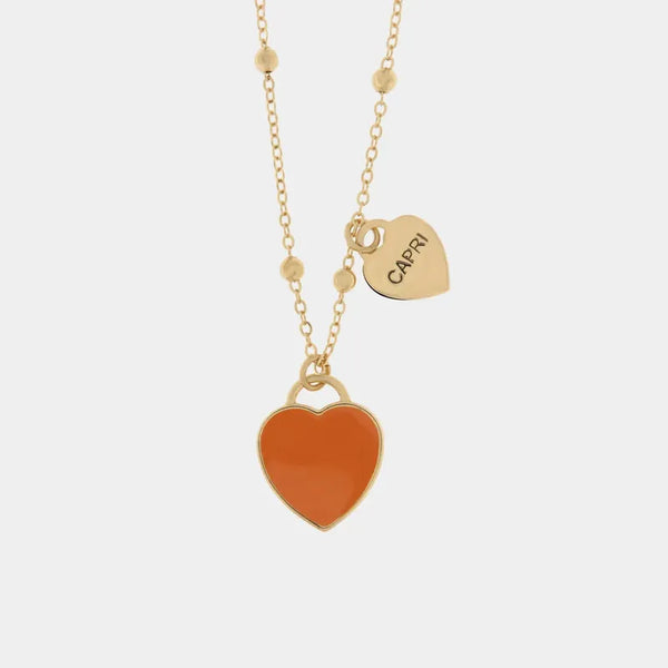Collana in Metallo con cuore arancione — collezione Faraglioni