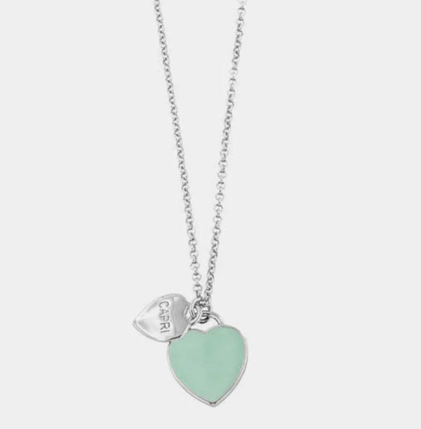 Collana in Metallo con cuore pendente in smalto verde — collezione Faraglioni
