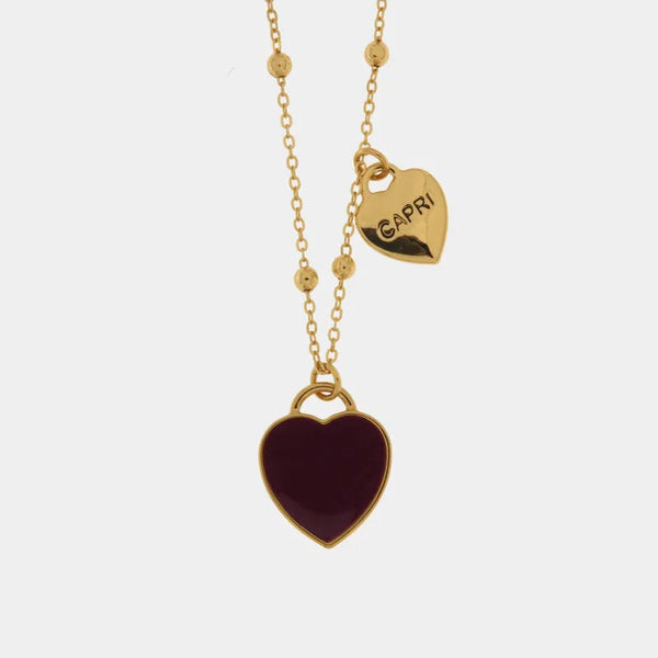 Collana in Metallo con cuore pendente in smalto viola — collezione Faraglioni
