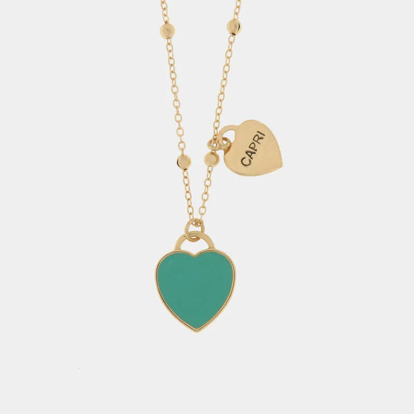 Collana in Metallo con cuore verde — collezione Faraglioni