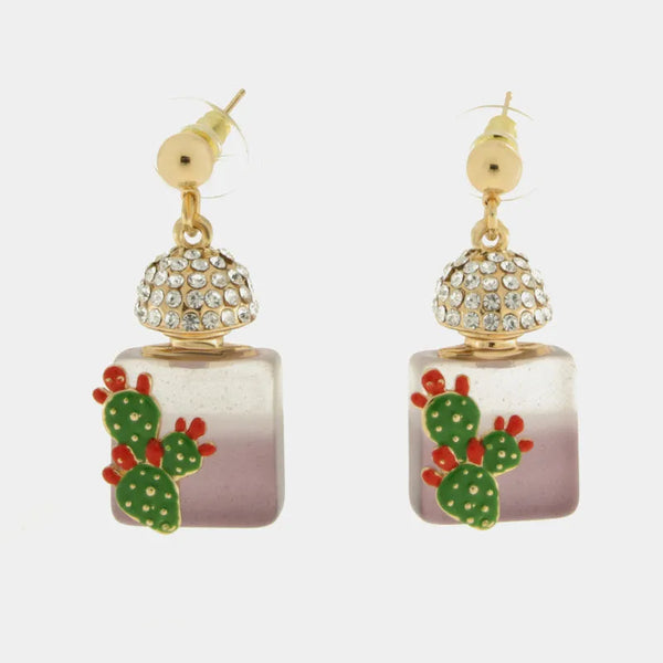 Orecchini in Metallo con bottiglina e cactus — collezione Faraglioni