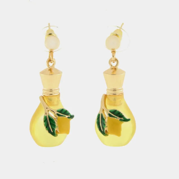 Orecchini in Metallo con bottiglina e limoni — collezione Faraglioni
