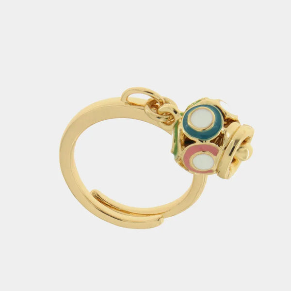 Anello in Metallo con campana portafortuna impreziosita da smalti colorati — collezione grotta azzurra