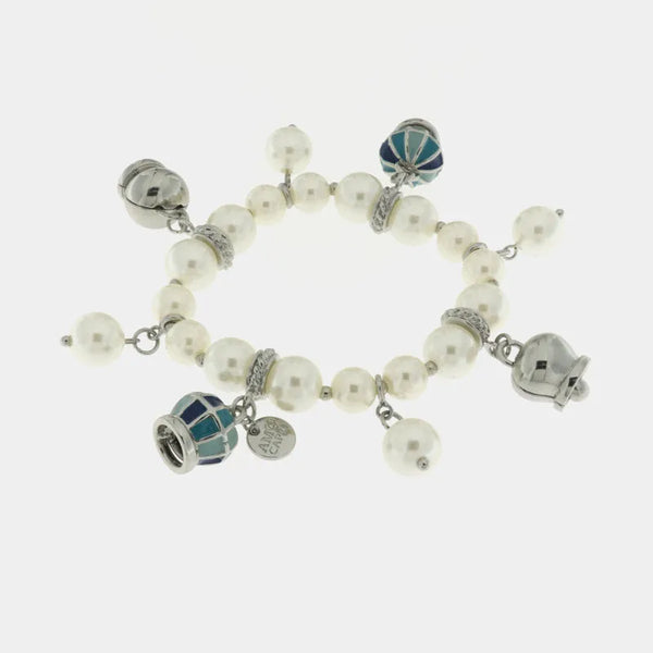 Bracciale in Metallo con perle e campane blu — collezione grotta azzurra