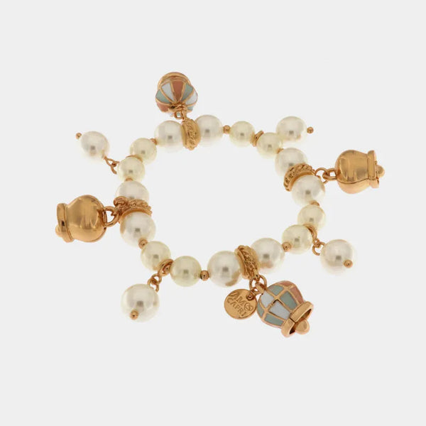Bracciale in Metallo con perle e campane colorate — collezione grotta azzurra