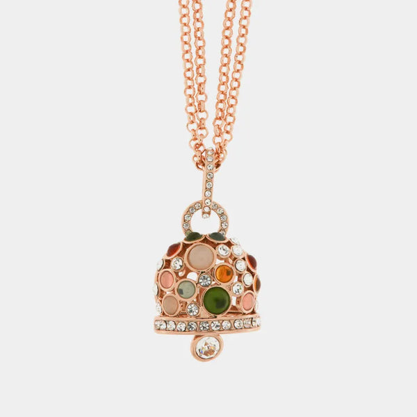Collana in Metallo con grande campana pendente multicolore e punti luce bianchi — collezione grotta azzurra
