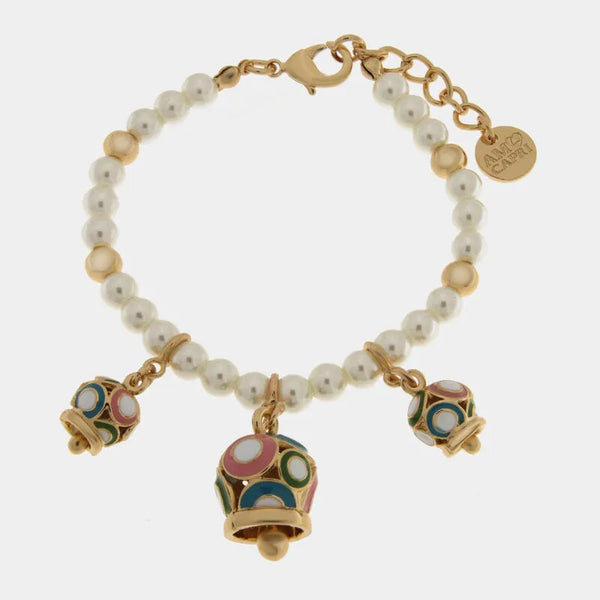 Bracciale in Metallo campanelle dorate multicolor — collezione Onda Azzurra