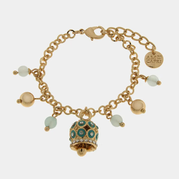 Bracciale in Metallo cerchi azzurri sfere azzurre — collezione Onda Azzurra
