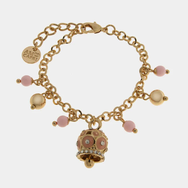 Bracciale in Metallo cerchi rosa sfere rosa — collezione Onda Azzurra