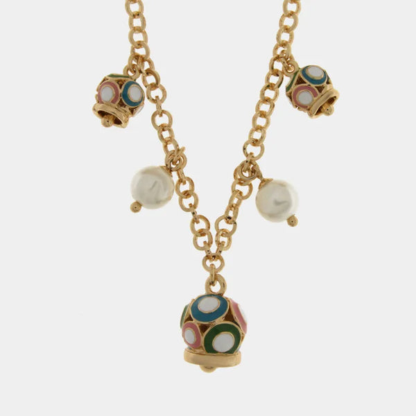 Collana in Metallo con charm campanella multicoloree — collezione Onda Azzurra