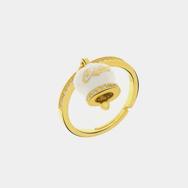 Anello in Argento 925 con campanella bianca Capri e zirconi — collezione piazzetta 925
