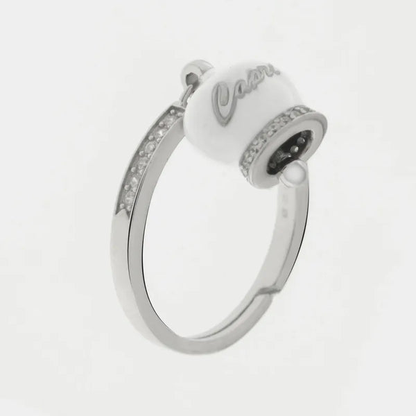 Anello in Argento 925 con campanella bianca Capri e zirconi — collezione piazzetta 925