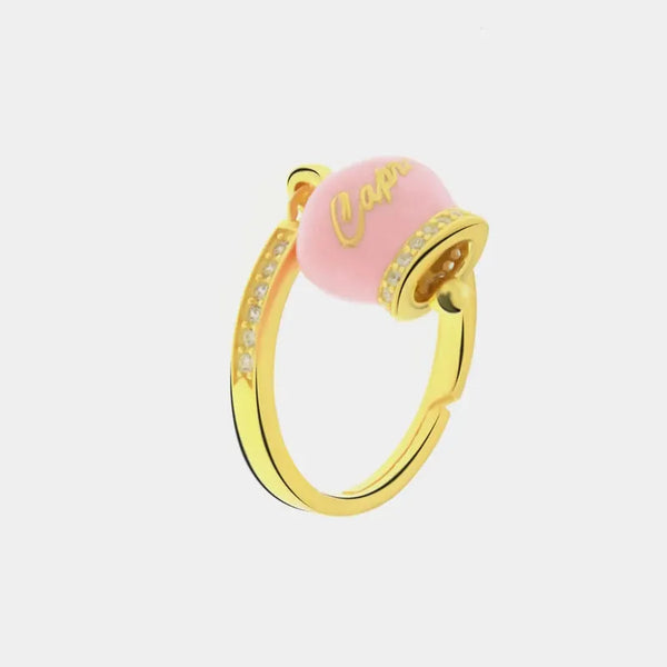 Anello in Argento 925 con campanella rossa Capri e zirconi — collezione piazzetta 925