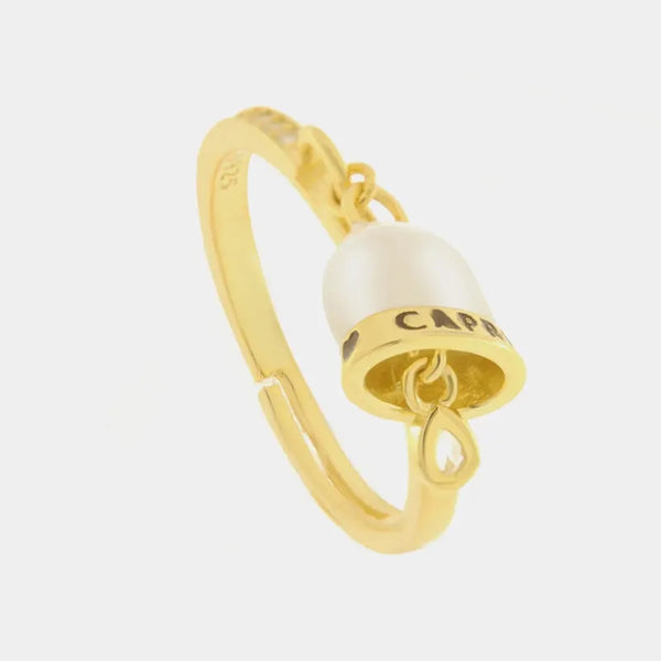 Anello in Argento 925 con scritta capri bianca — collezione piazzetta 925