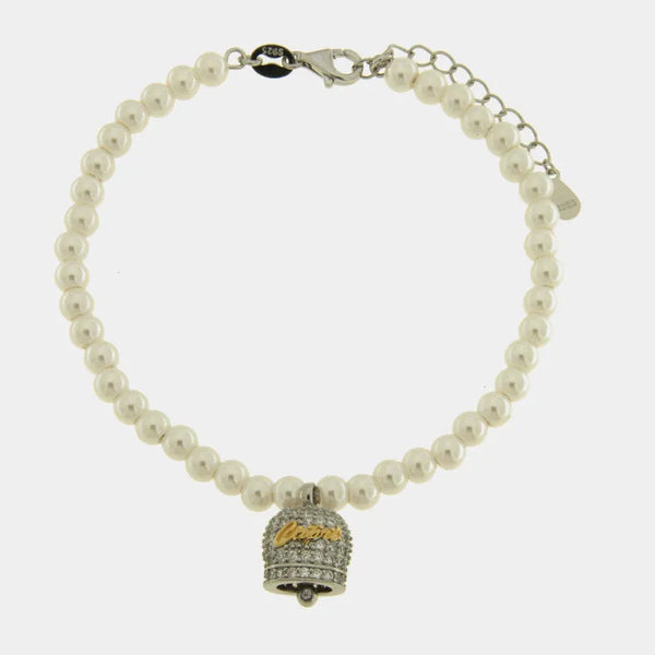 Bracciale in Argento 925 campanella Capri con zirconi e perle — collezione piazzetta 925