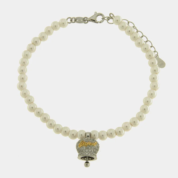 Bracciale in Argento 925 campanella Capri zirconata e perle — collezione piazzetta 925