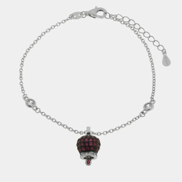 Bracciale in Argento 925 campanella con zirconi rossi — collezione piazzetta 925