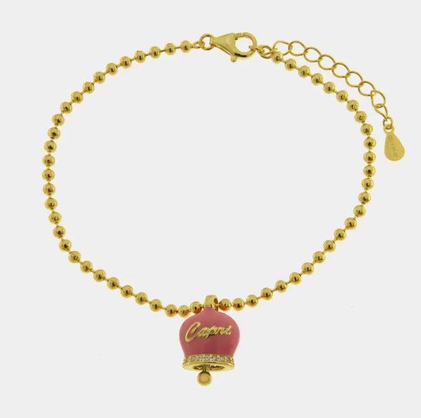 Bracciale in Argento 925 campanella rosa Capri — collezione piazzetta 925
