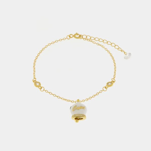 Bracciale in Argento 925 con campanella bianca Capri e zirconi — collezione piazzetta 925