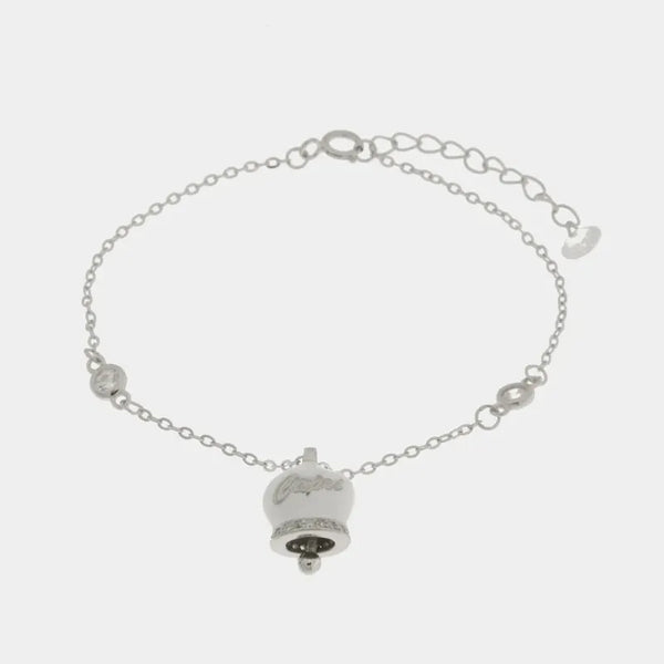 Bracciale in Argento 925 con campanella bianca Capri e zirconi — collezione piazzetta 925