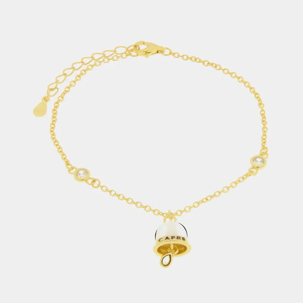 Bracciale in Argento 925 con campanella bianca con scritta Capri — collezione piazzetta 925