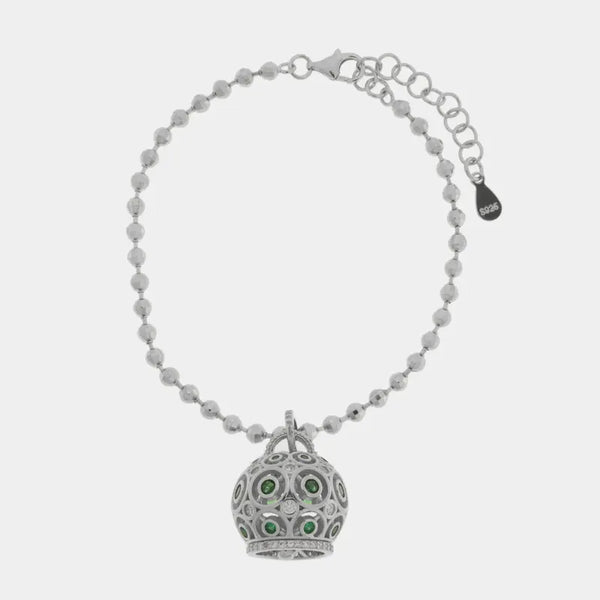 Bracciale in Argento 925 con campanella impreziosita da zirconi — collezione piazzetta 925