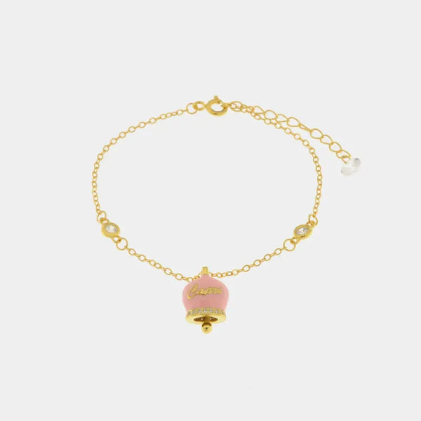 Bracciale in Argento 925 con campanella rosa Capri e zirconi — collezione piazzetta 925