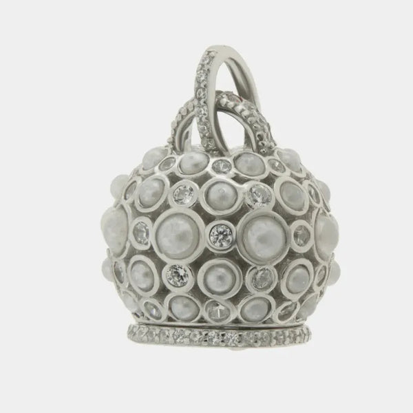 Ciondolo in Argento 925  campanella con perle e zirconi — collezione piazzetta 925