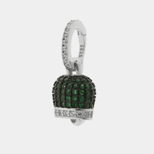 Ciondolo in Argento 925 con campanella verde — collezione piazzetta 925