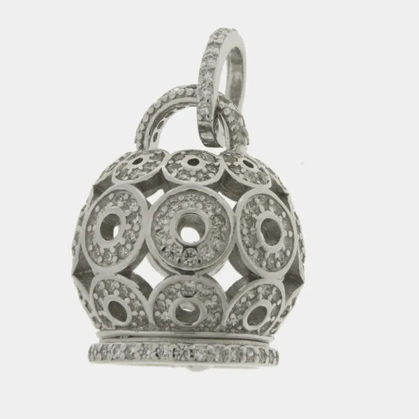 Ciondolo in Argento 925 con campanella zirconata — collezione piazzetta 925