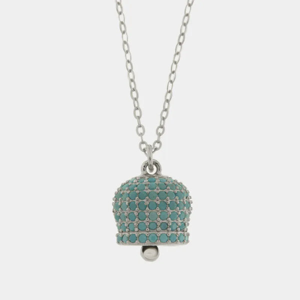 Collana in Argento 925 campanella azzurra Capri zirconata — collezione piazzetta 925