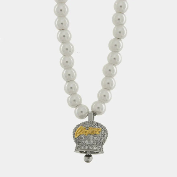 Collana in Argento 925 campanella Capri zirconata e perle — collezione piazzetta 925