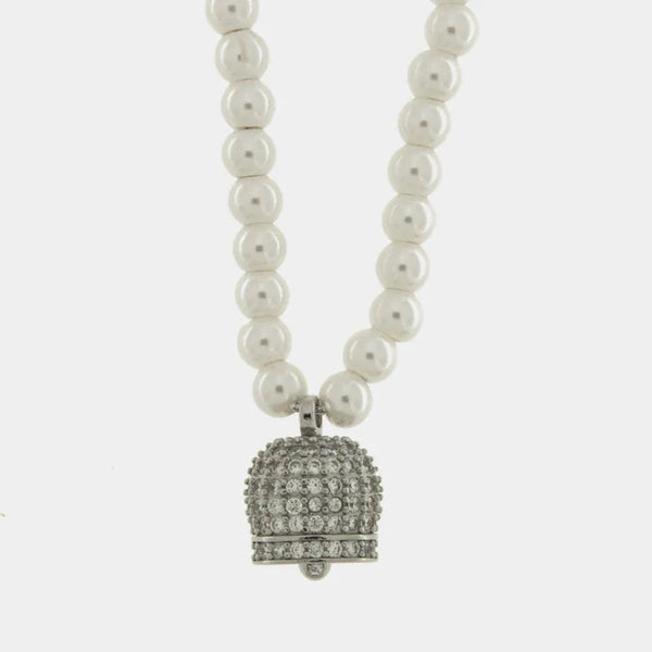 Collana in Argento 925 campanella Capri zirconata e perle — collezione piazzetta 925