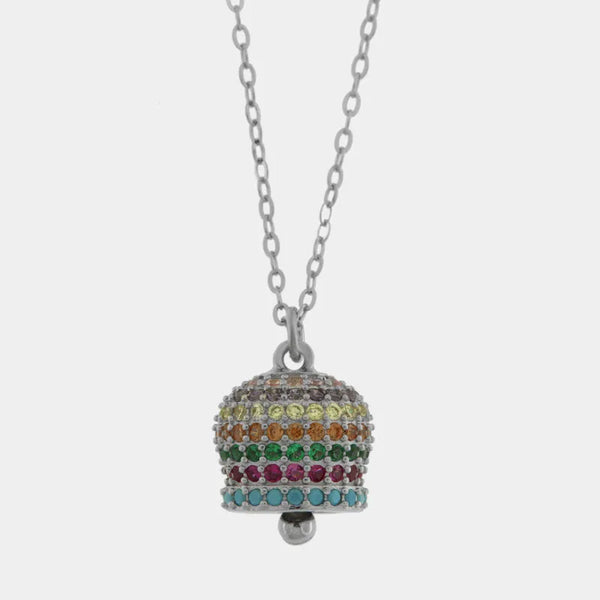 Collana in Argento 925 campanella colorata Capri zirconata — collezione piazzetta 925