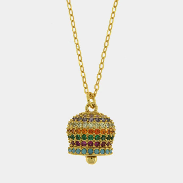 Collana in Argento 925 campanella colorata Capri zirconata — collezione piazzetta 925