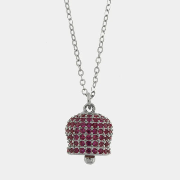 Collana in Argento 925 campanella rubino Capri zirconata — collezione piazzetta 925
