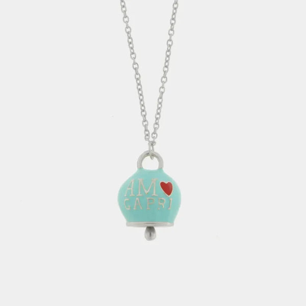 Collana in Argento 925 campanella verde acqua — collezione piazzetta 925