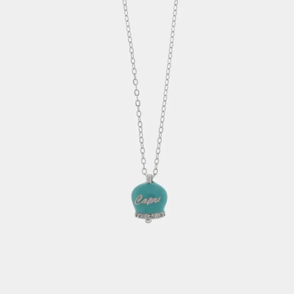 Collana in Argento 925 con campanella azzurra Capri e zirconi — collezione piazzetta 925